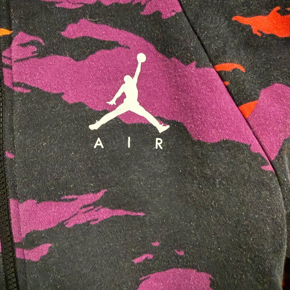 Jordan Air Full Zip Hoodie Colorblock Camo Purple Orange Black Size S - Picture 2 of 5
